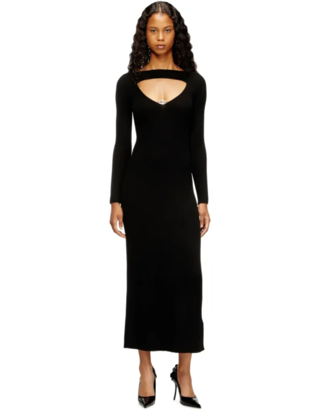Midi Wool Dress With Inlay