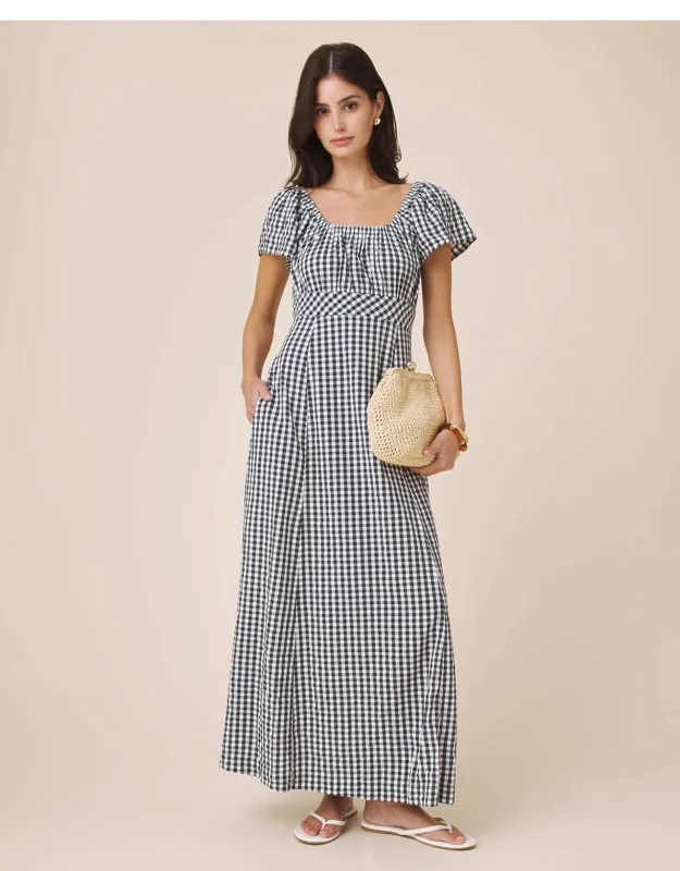 Gingham Puff Sleeve Dress