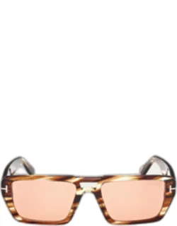 Patterned Acetate Aviator Sunglasses