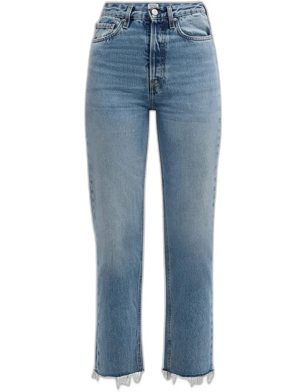 Classic Cut Frayed Denim Trousers