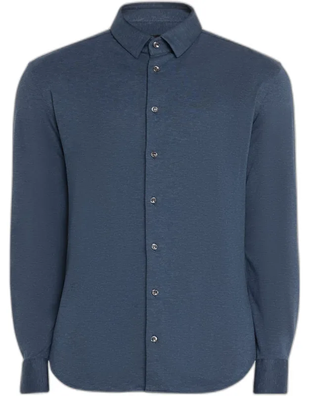 Solid Cotton Stretch Sport Shirt