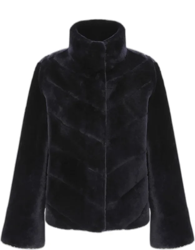 Reversible Chevron Shearling Jacket