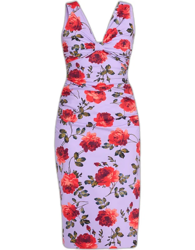 Gathered Silk Sleeveless Dress