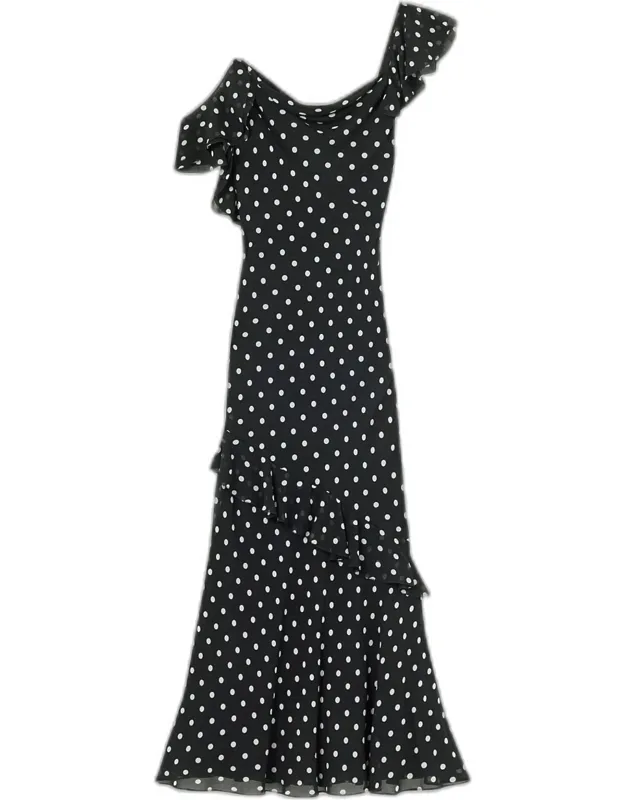 Polka Dot Georgette Maxi Dress