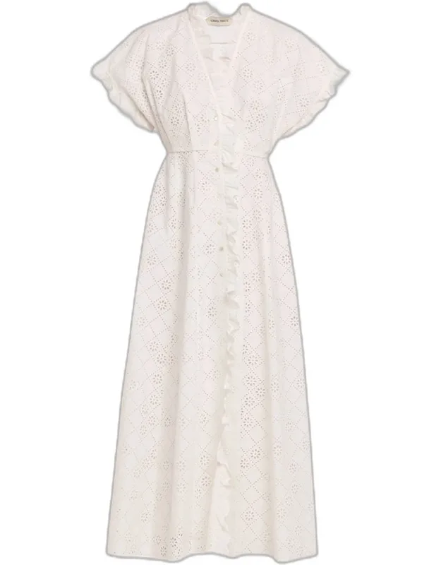 Broderie Anglaise Ruffle Maxi Dress