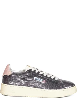 Autry Sneakers With Sequin Upper And Crocodile Texture