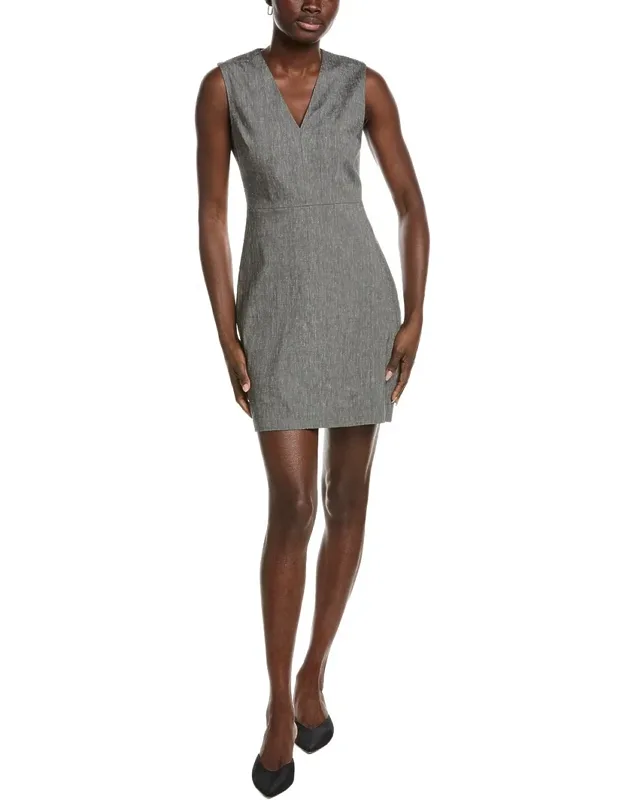 Fitted Linen-blend Sheath Dress