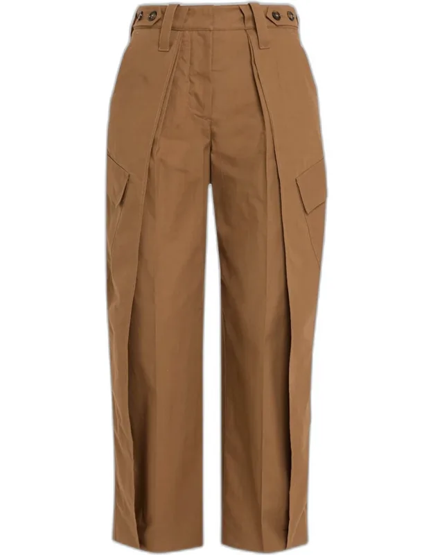 Layered Washed Cotton Straight-leg Cargo Pants