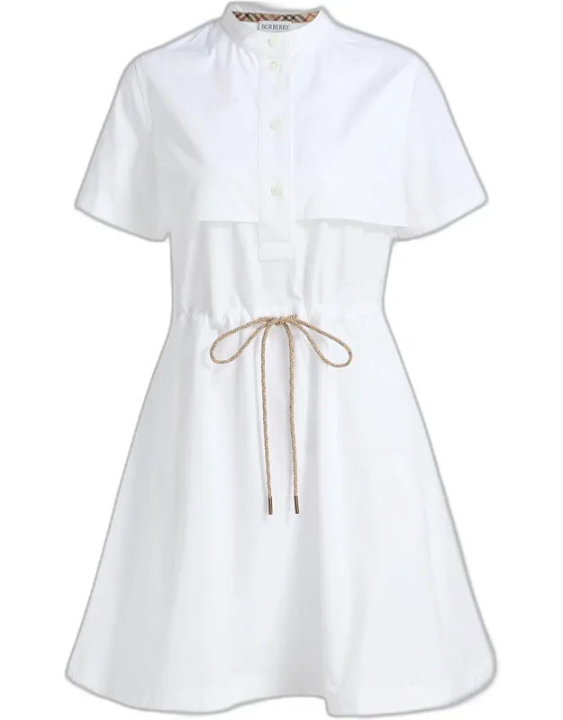 Isotta Drawstring Short-sleeve Mini Shirtdress