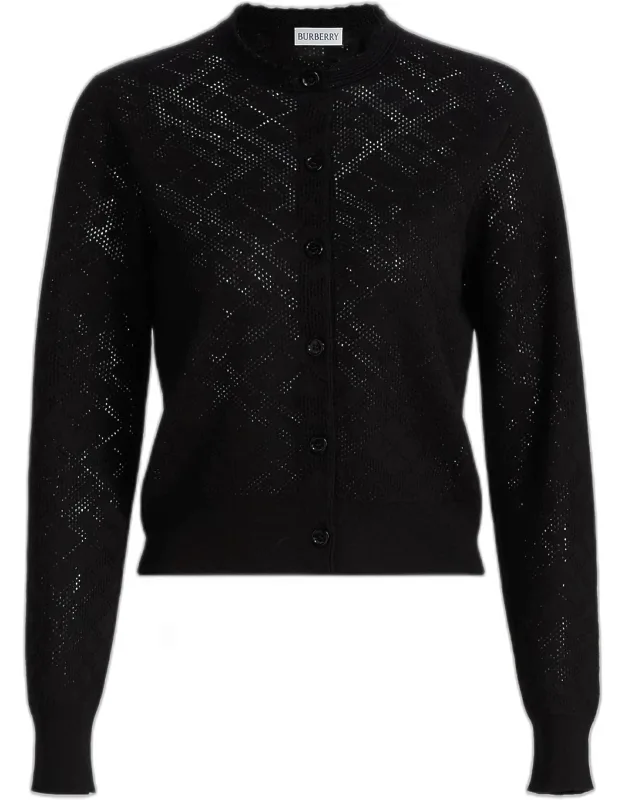 Check-knit Wool-silk Cardigan