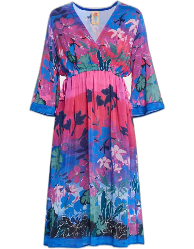 Sunset Floral-print Midi Dress