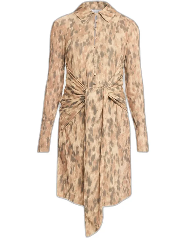 Printed Marl Mesh Shirtdress