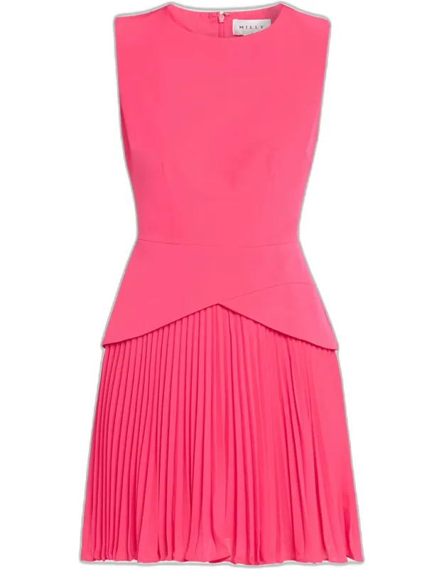 Pleated Chiffon Mini Dress