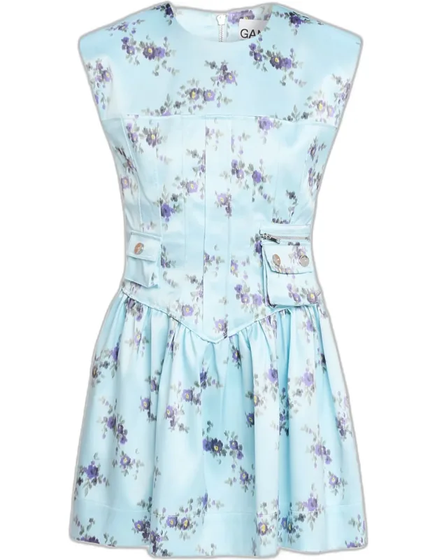 Floral Satin Corset Dress