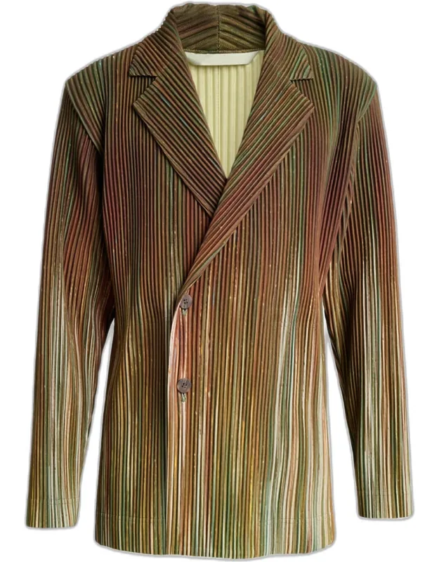 Paintbrush Agate-print Pleated Blazer