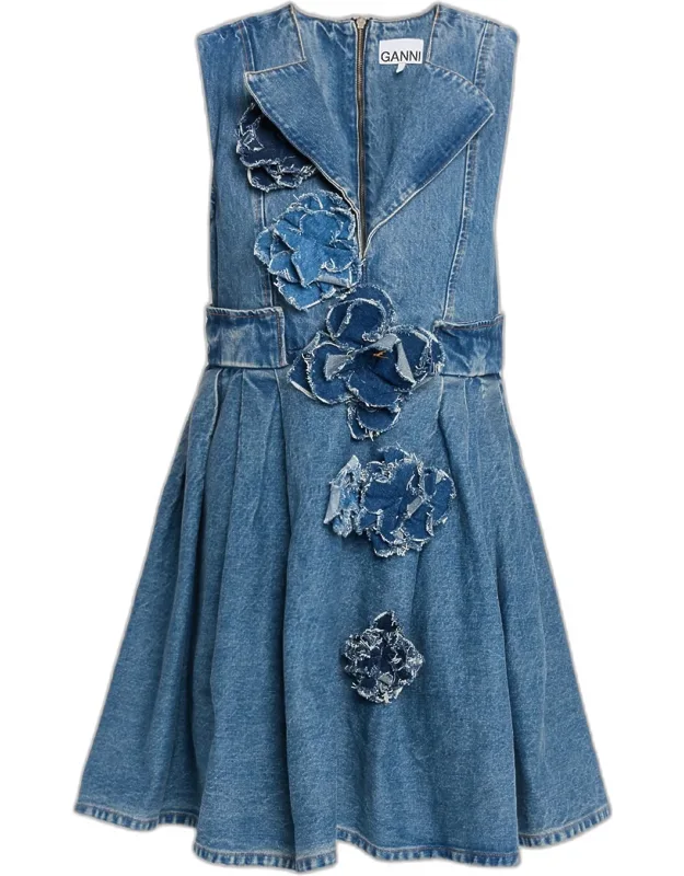 Floral Appliqué Mini Dress