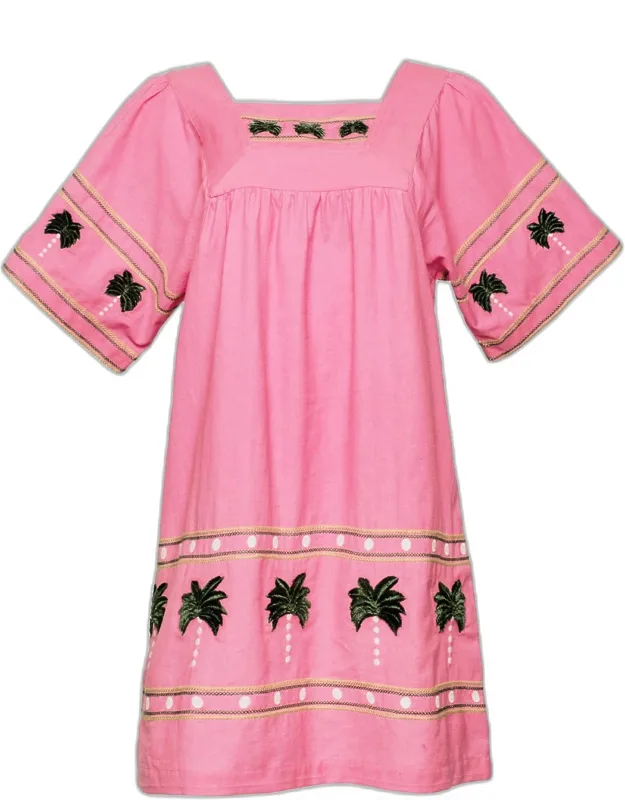 Picnic Palm-embroidered Mini Shift Dress