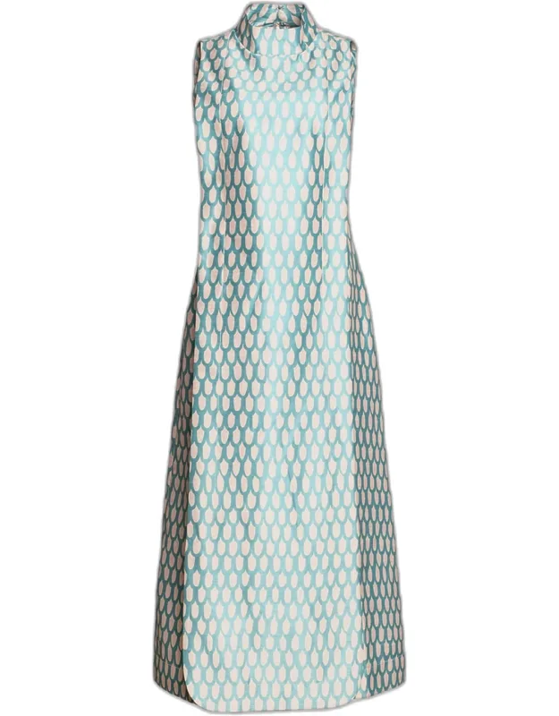 Layered Scallop-print Maxi Dress