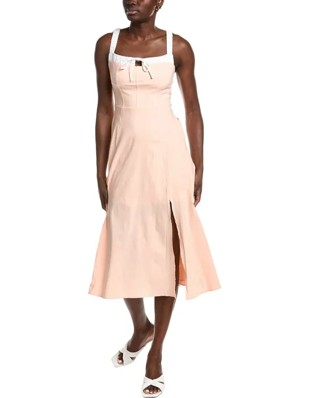 Lace Slitted Mid Dress