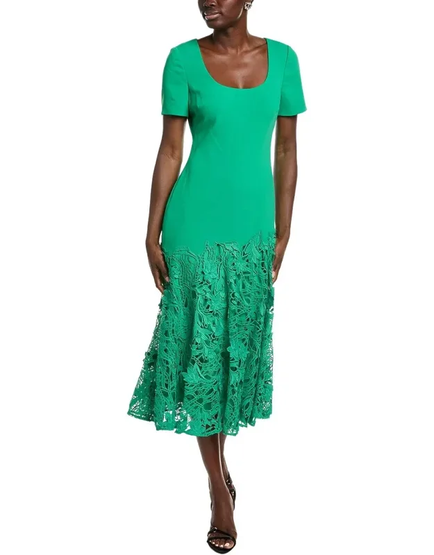 Crepe Lace Midi Dress