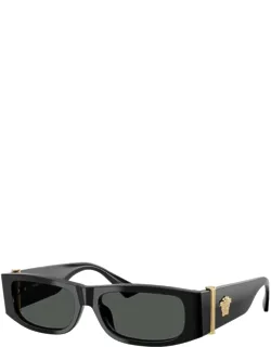 Sunglasses, Rectangle Full Rim, Black Frame And Dark Grey Lens