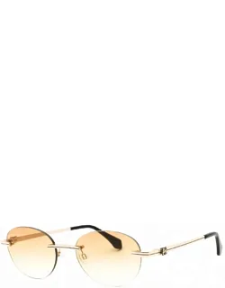 Sunglasses Oval Rimless, Gunmetal Frame And Blue Gradient Electric Lens