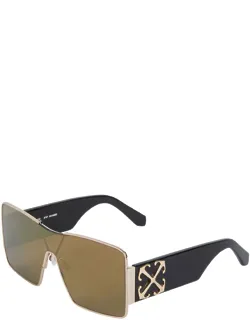 Sunglasses Shield Full Rim, Silver Frame And Dark Grey Lens
