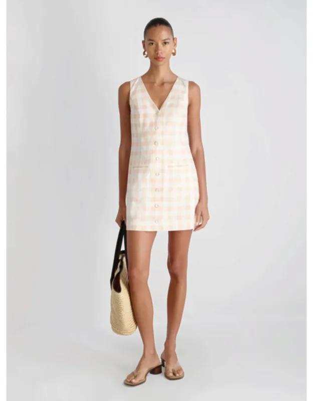Linen Gingham Mini Dress