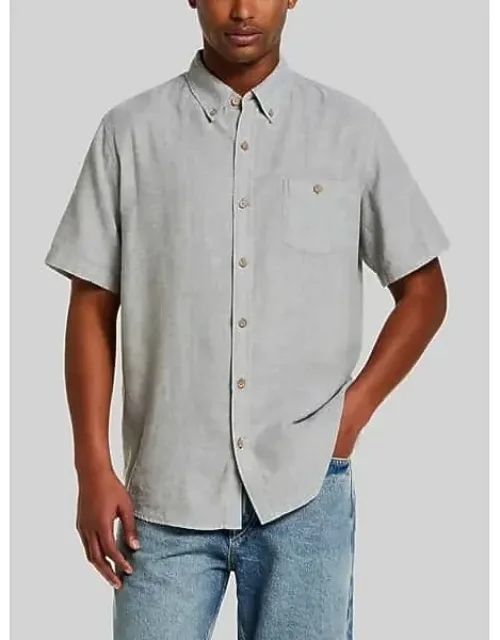 Regular Fit Dobby Stripe Woven Short Sleeve Shirt