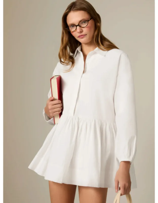 Cambria Cotton Flare Mini Long Sleeve Dress