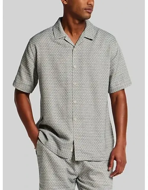 Regular Fit Jacquard Short Sleeve Button Up Shirt