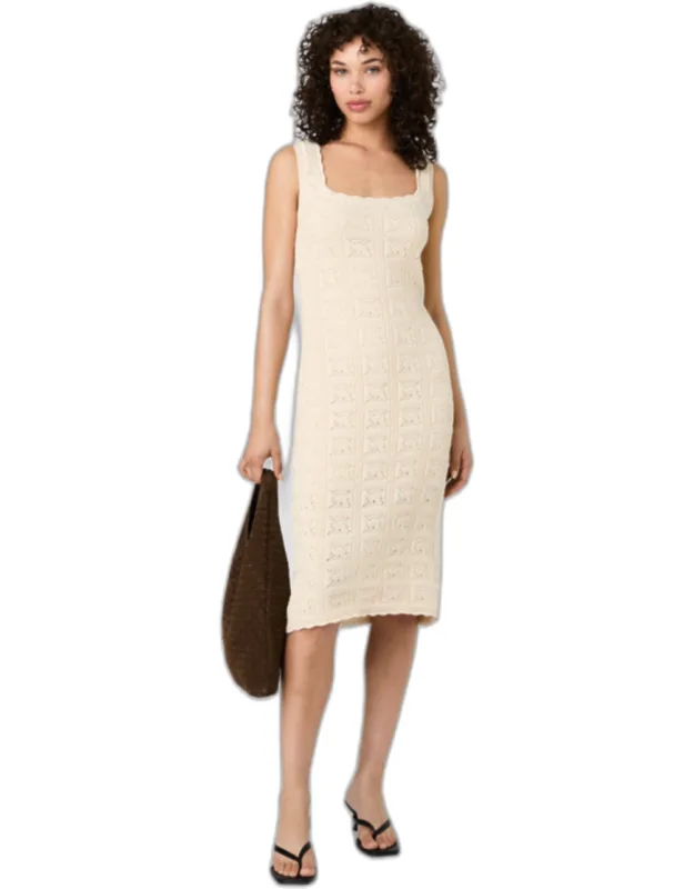 Nellis Square Crochet Knit Midi Dress