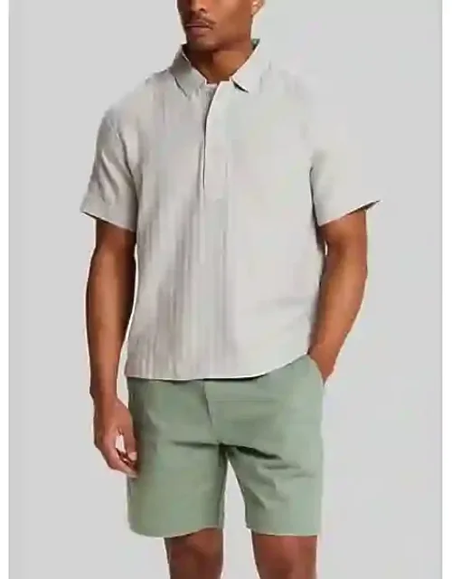 Herringbone Woven Short Sleeve Shirt