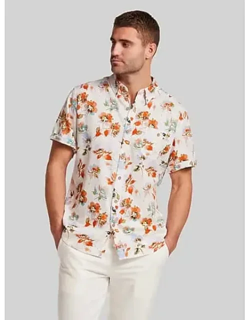 Artistic Floral Short Sleeve Button Up Shirt