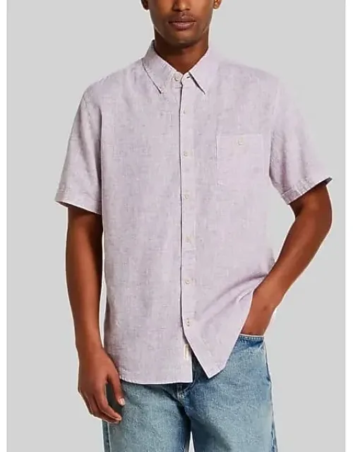 Regular Fit Mixy Solid Woven Short Sleeve Shirt