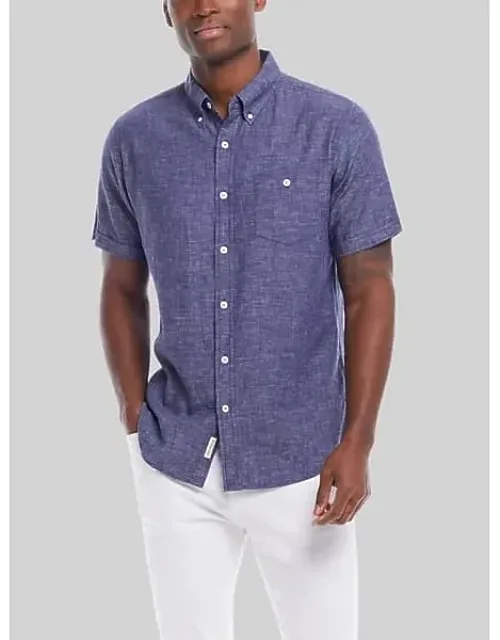 Regular Fit Mixy Solid Woven Short Sleeve Shirt