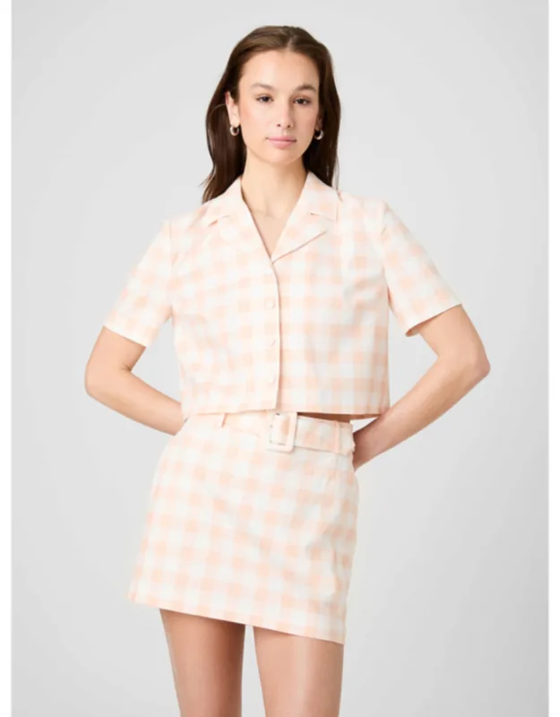 Linen Gingham Crop Shirt