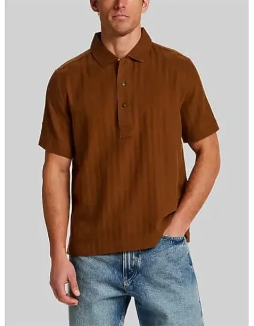 Regular Fit Herringbone Woven Short Sleeve Shirt