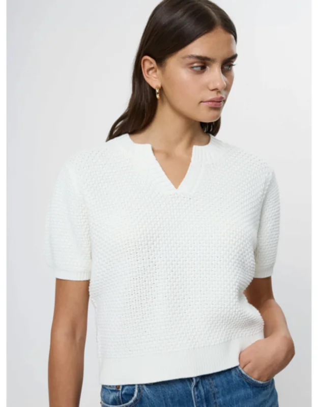 Cotton Blend V-neck Top