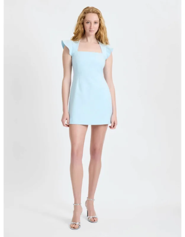 Whisper Square Neck Flutter Sleeve Mini Dress