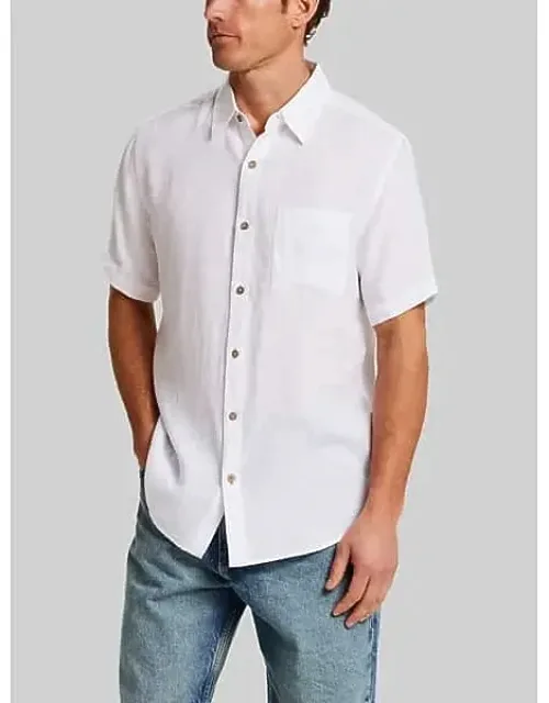 Regular Fit Solid Linen Woven Short Sleeve Shirt