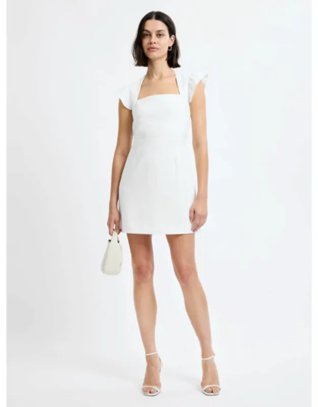 Whisper Square Neck Flutter Sleeve Mini Dress