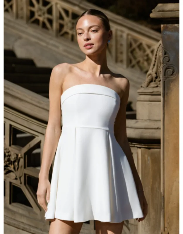 Whisper Foldover Pleat Mini Dress