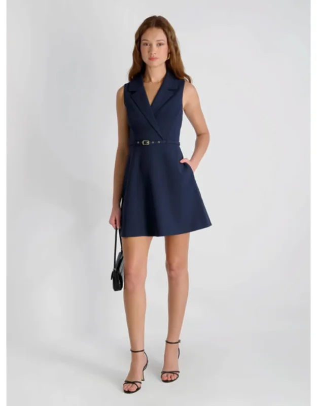 Twill Belted Sleeveless Mini Dress