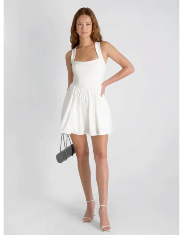 Cleo Ponte Combo Poplin Halter Mini Dress