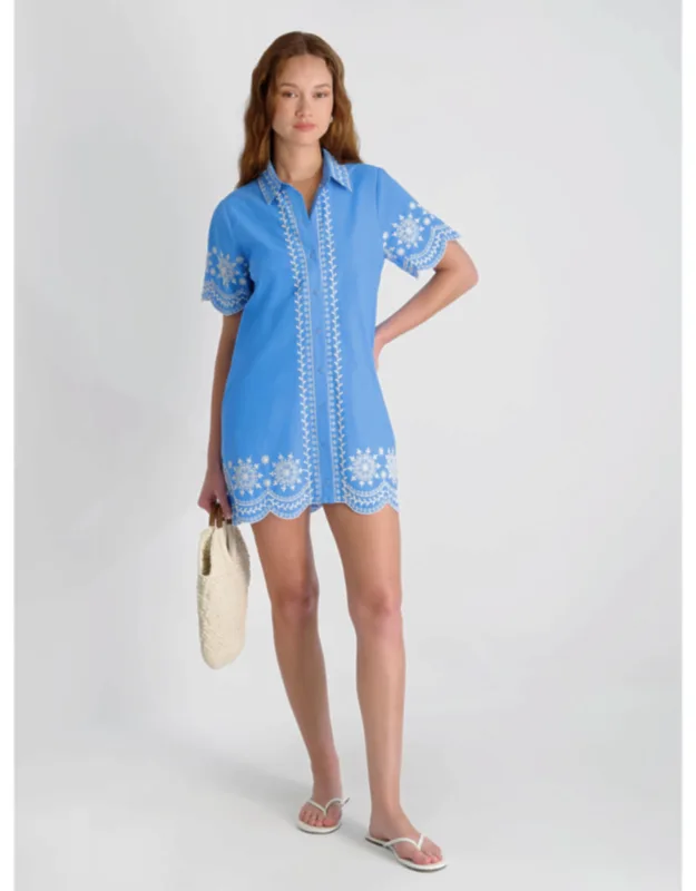 Cotton Embroidered Mini Shirt Dress