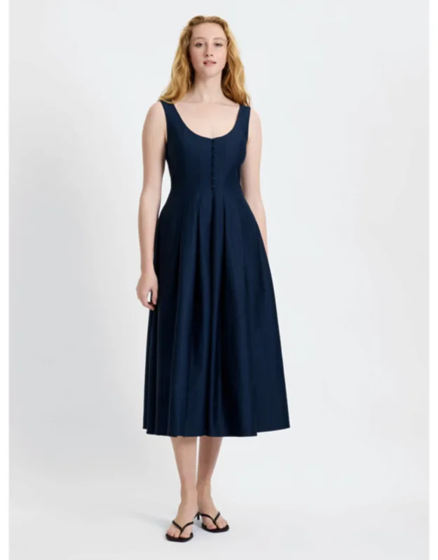 Cotton Sateen Midi Dress