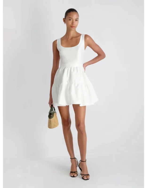 Structured Taffeta Tiered Flare Mini Dress