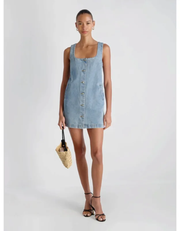 90s Denim Button-front Sleeveless Mini Dress
