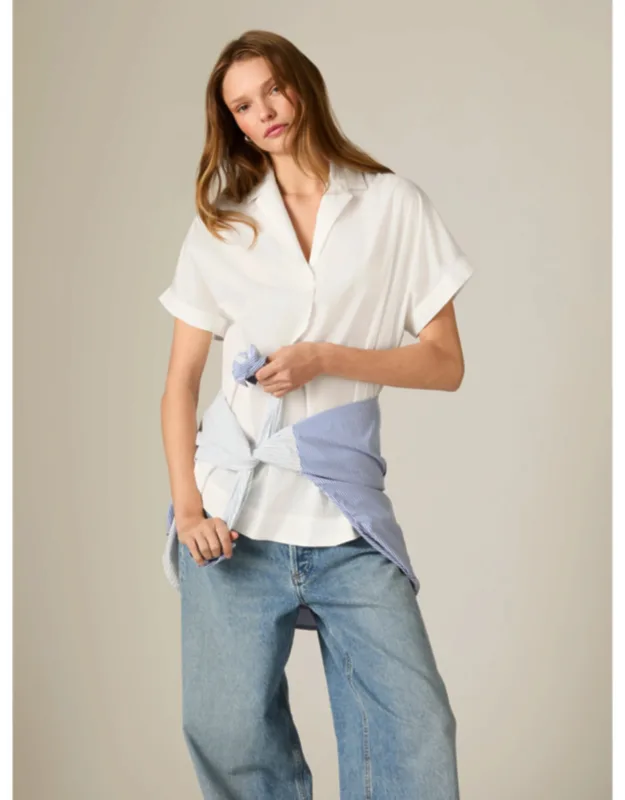 Poplin Collar Short Sleeve Pullover